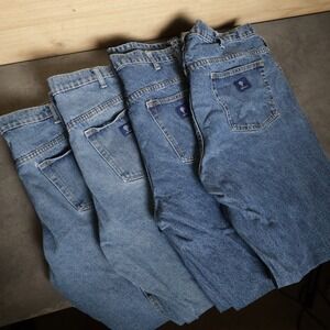 (4) Pairs RK Brand Mens 40x36 Light Wash Denim Jeans Straight Leg Cotton